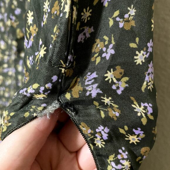 Madewell Dress Size 10 Green Midi Wide V-Neck Romantic Floral NO116 NWT FLAW - Picture 7 of 11